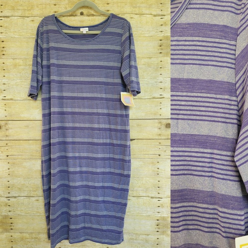 LuLaRoe Julia Dress 3XL - Stripes in Purple